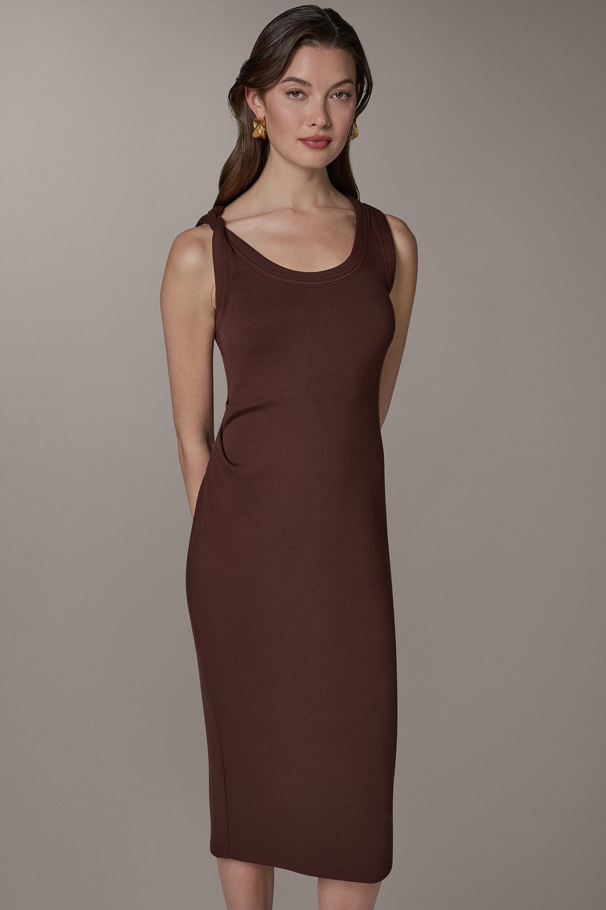 Donna Karan SLEEVELESS TWIST MIDI DRESS