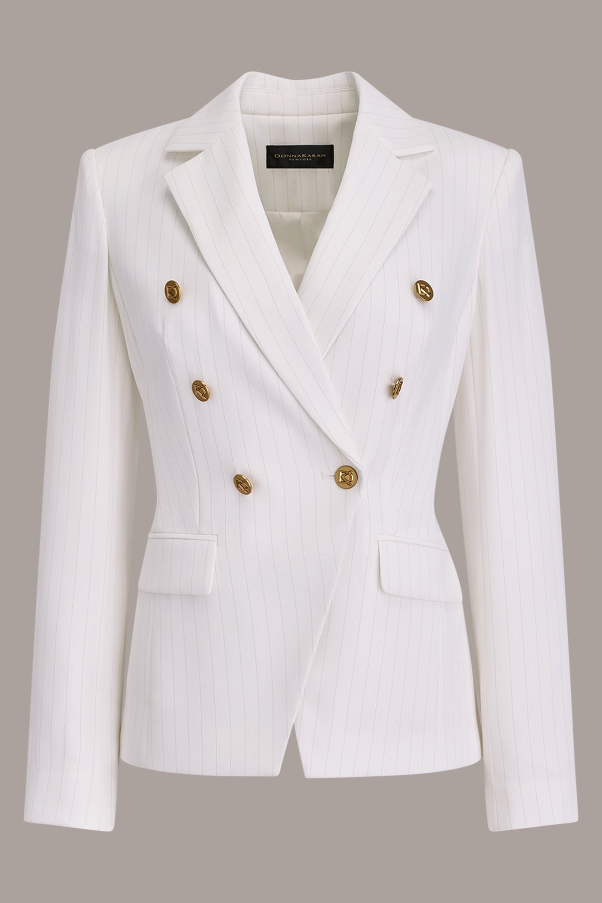 Donna Karan DOUBLE BREASTED PINSTRIPE SUIT BLAZER