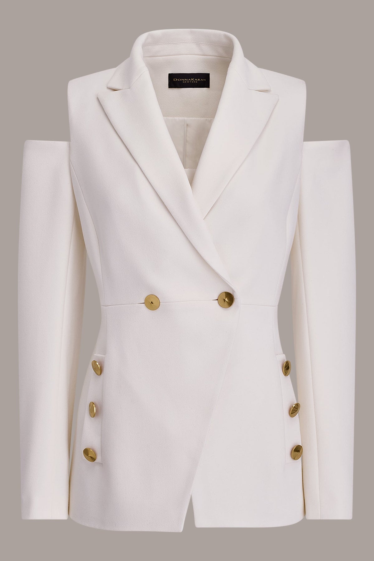 Donna Karan DOUBLE-BREASTED COLD-SHOULDER SUIT BLAZER