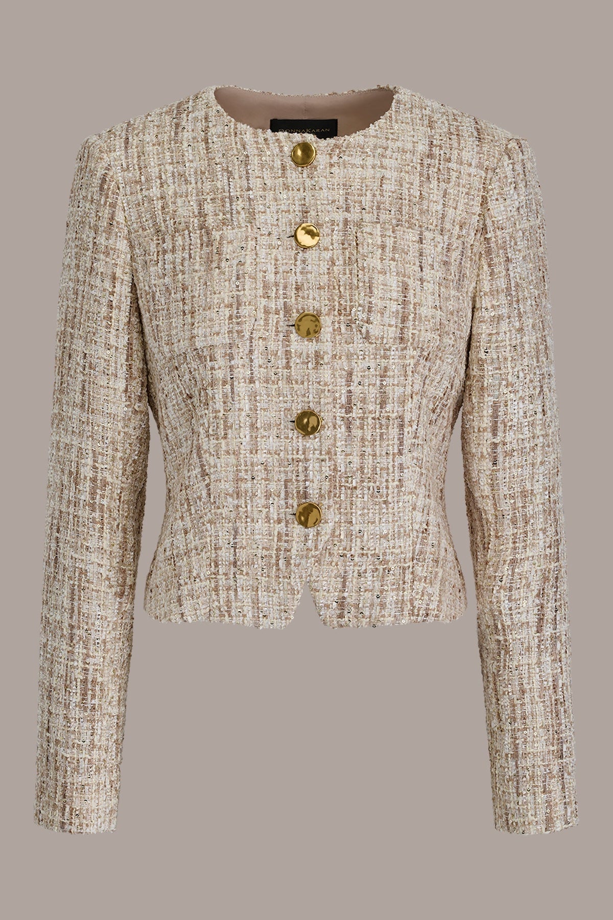 Donna Karan CROPPED SEQUINED TWEED LADY JACKET