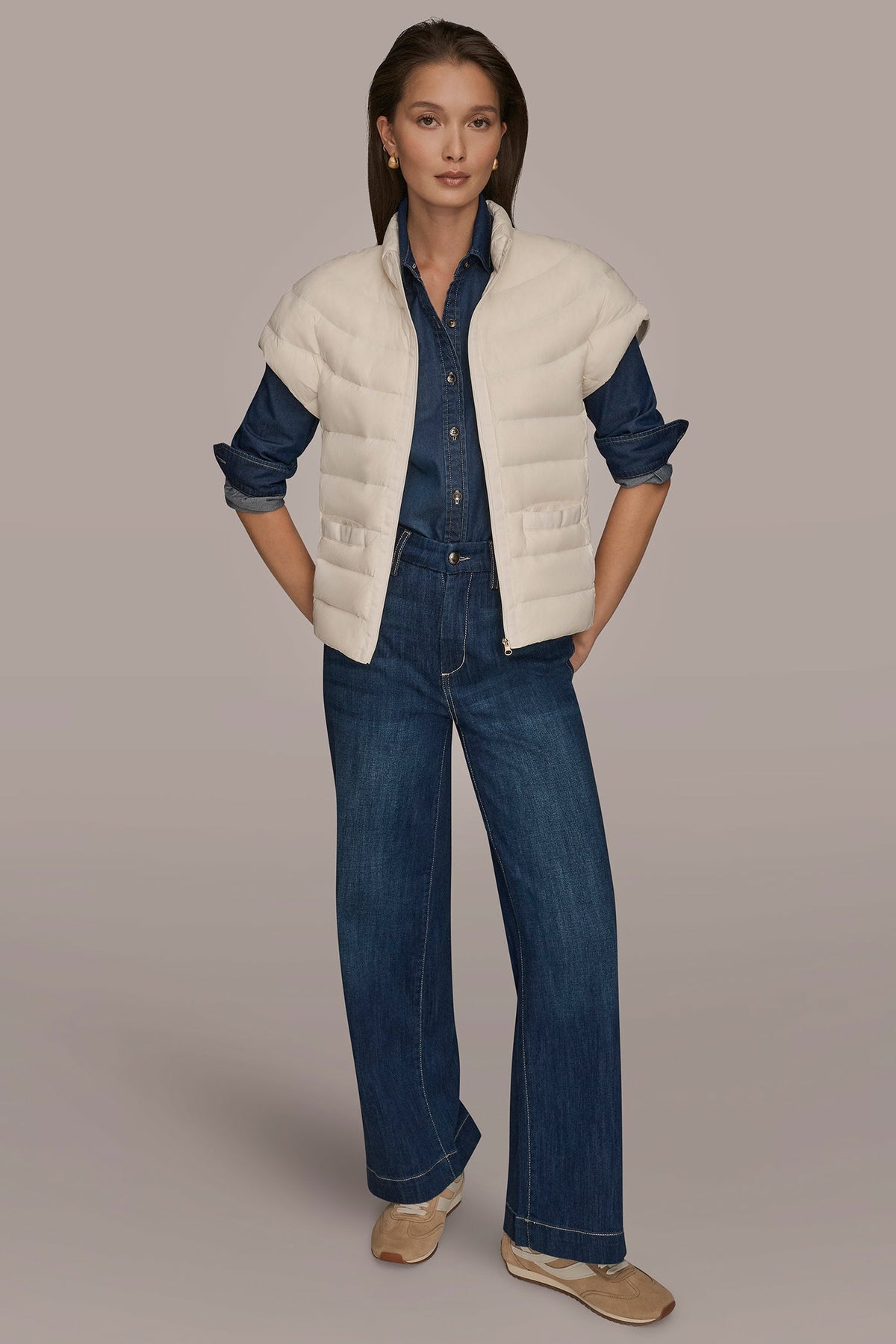 Donna Karan CAP SLEEVE PUFFER VEST