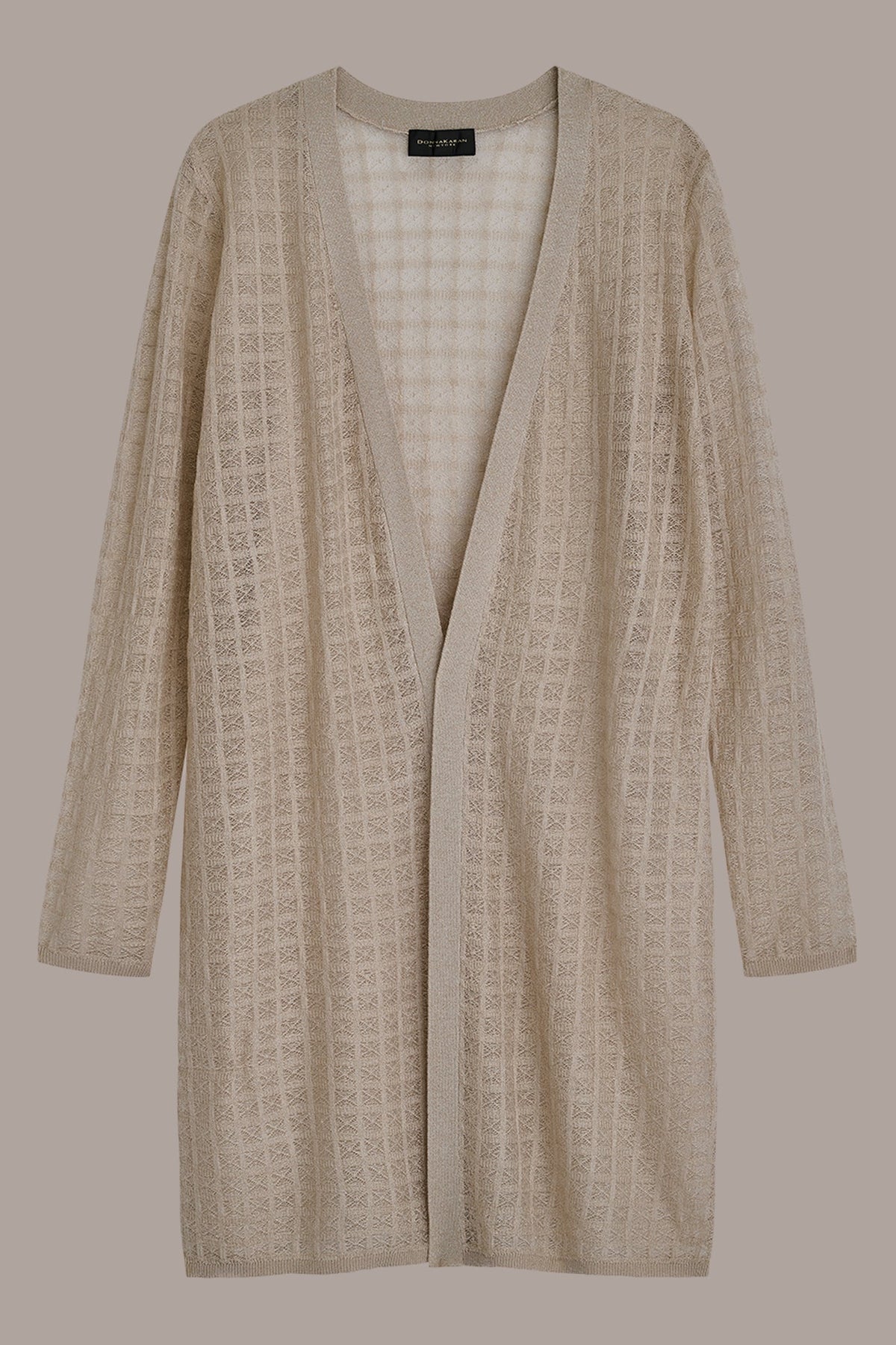 Donna Karan LONG GRID STITCH CARDIGAN
