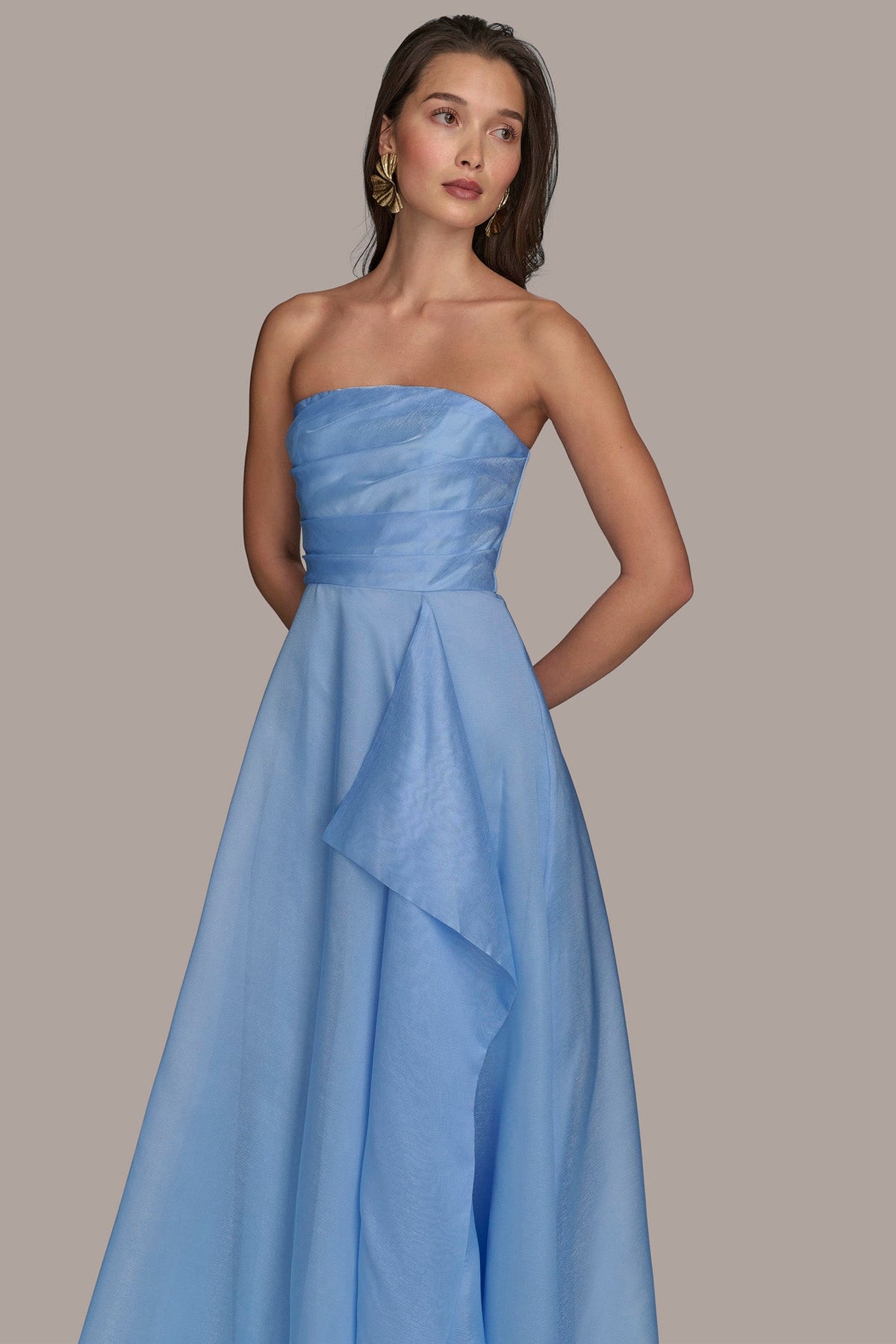 Donna Karan ORGANZA STRAPLESS CASCADING GOWN