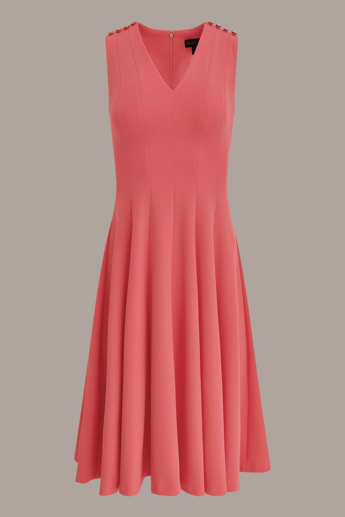 Donna Karan SLEEVELESS BUTTON MIDI FIT AND FLARE DRESS