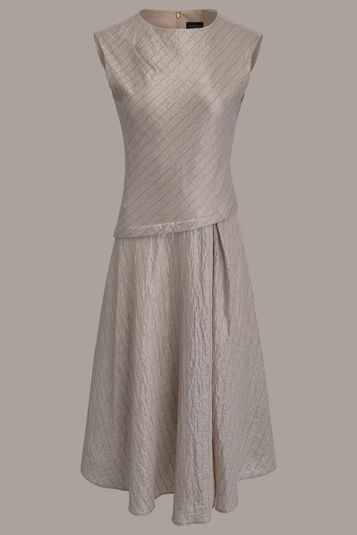 Donna Karan CAP SLEEVE ASYMMETRIC MIDI FIT AND FLARE DRESS