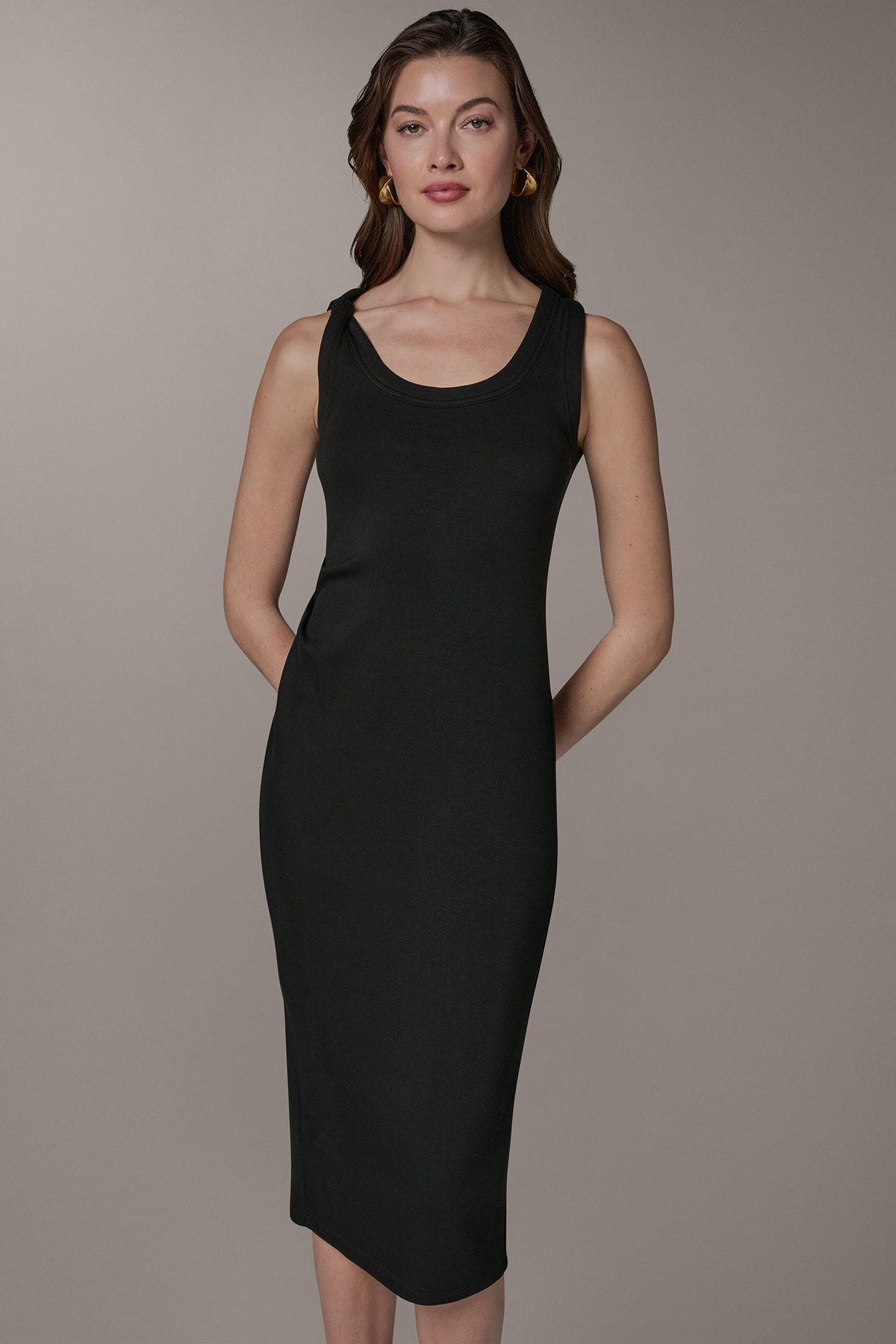 Donna Karan SLEEVELESS TWIST MIDI DRESS