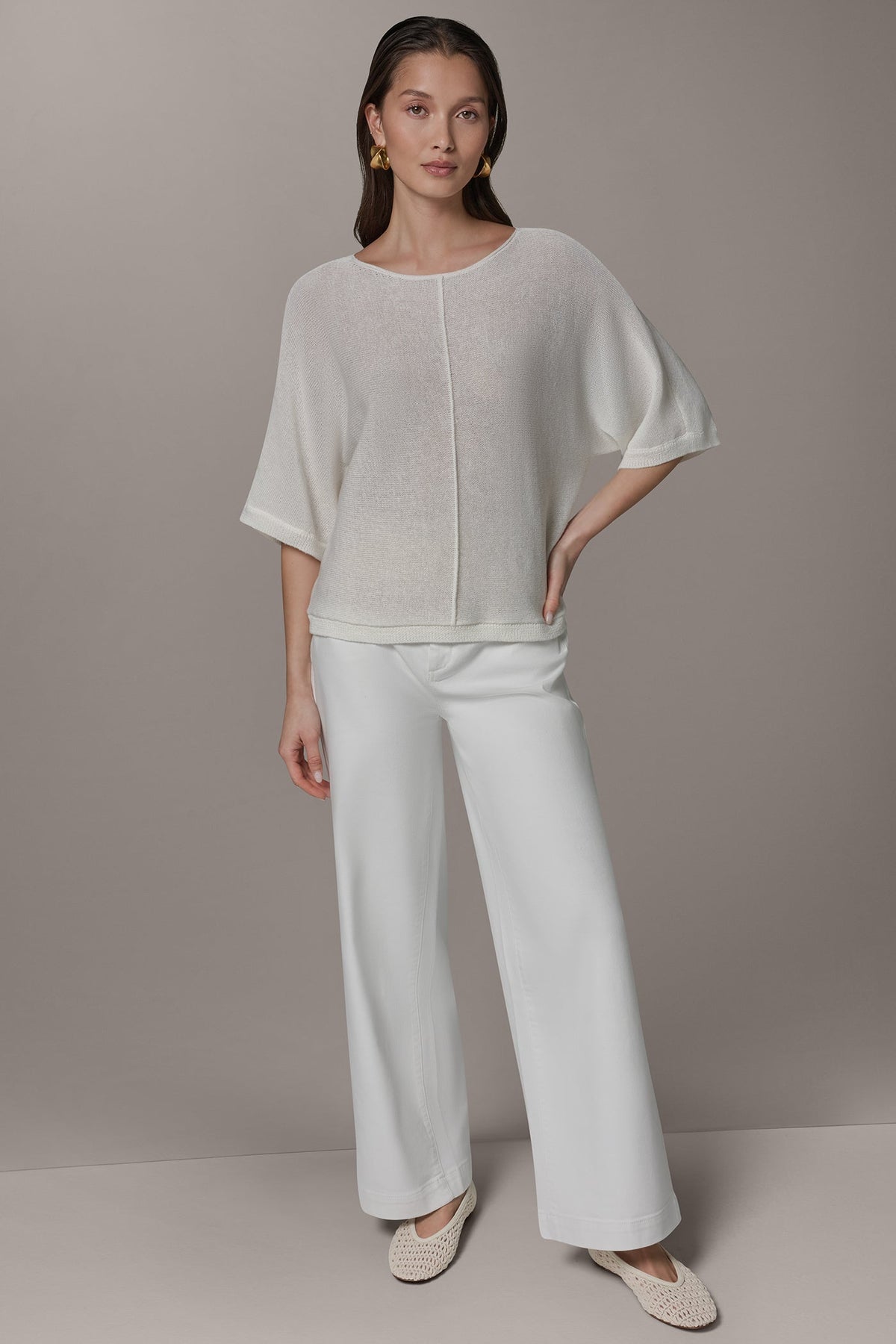 Donna Karan DOLMAN SLEEVE BALLET NECK SWEATER