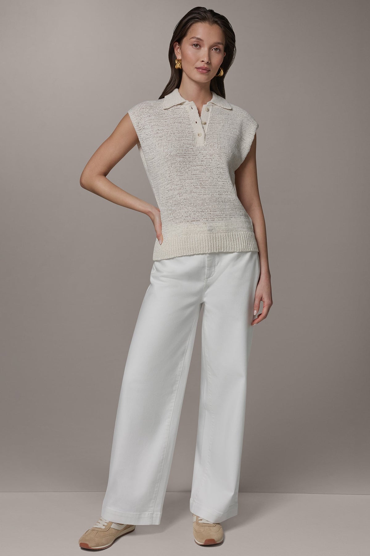 Donna Karan SLEEVELESS POLO SWEATER