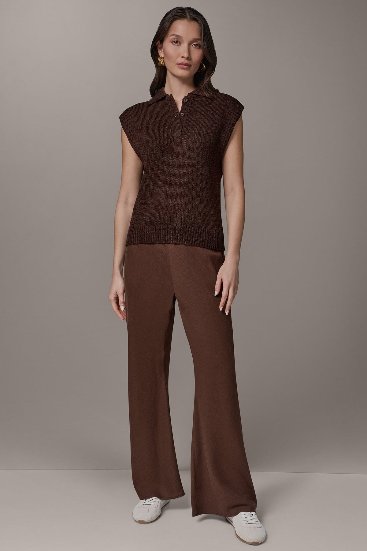 Donna Karan SLEEVELESS POLO SWEATER