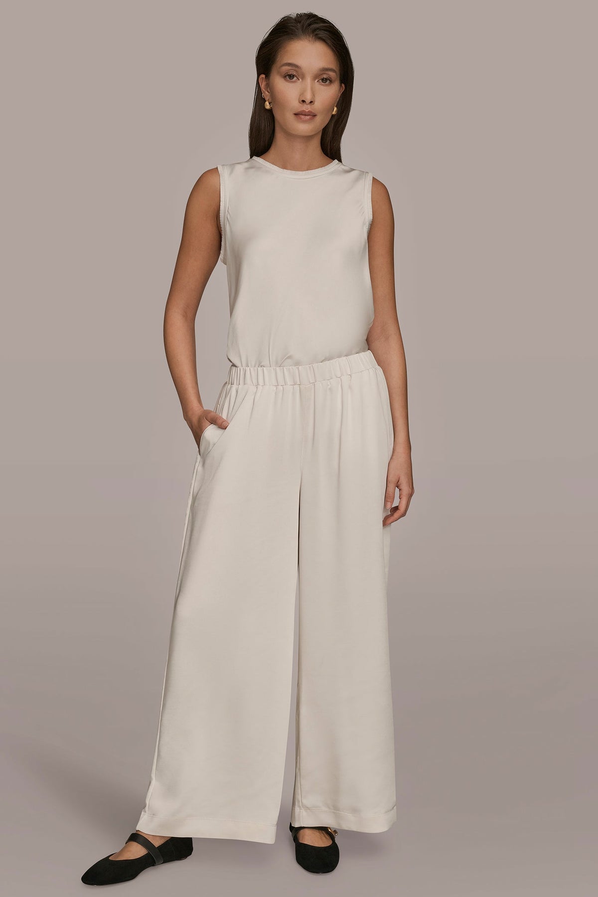 Donna Karan SATIN MID-RISE RELAXED PANT