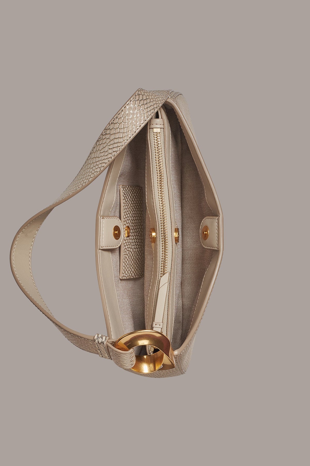 Donna Karan JERSEY METALLIC SNAKE-EFFECT SHOULDER BAG