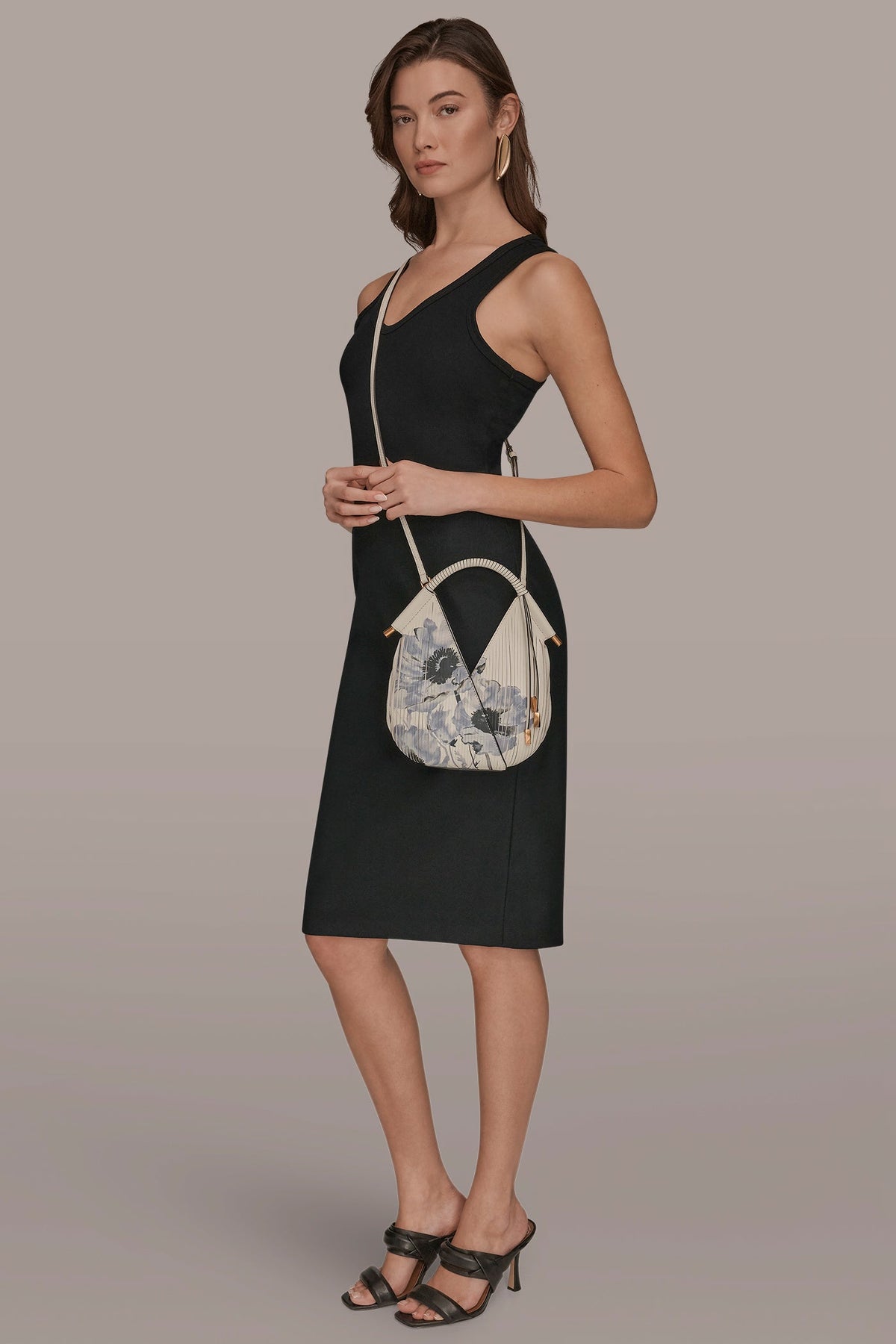 Donna Karan BALDWIN FLORAL LASER-CUT LEATHER MICRO CROSSBODY