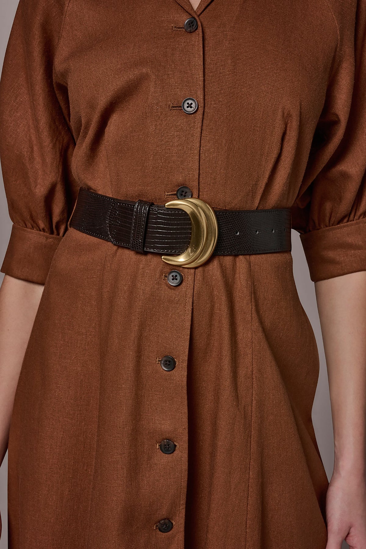 Donna Karan LINEN-BLEND MIDI SHIRT DRESS