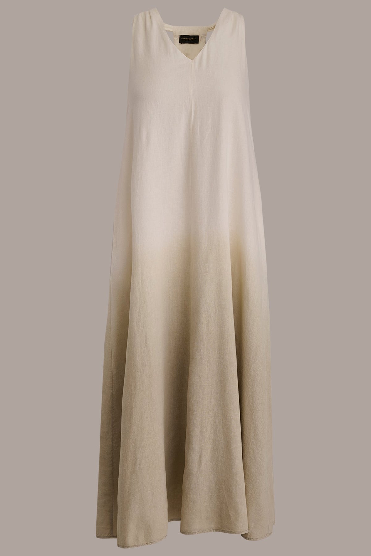 Donna Karan LINEN-BLEND SLEEVELESS OMBRÉ TWIST-BACK MIDI HALTER DRESS
