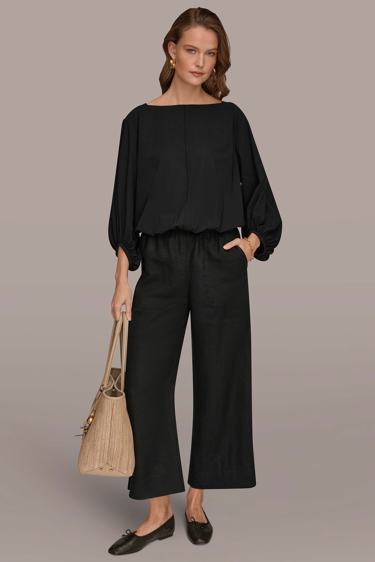 Donna Karan THE MODERN TRAVEL BALLOON SLEEVE BLOUSE