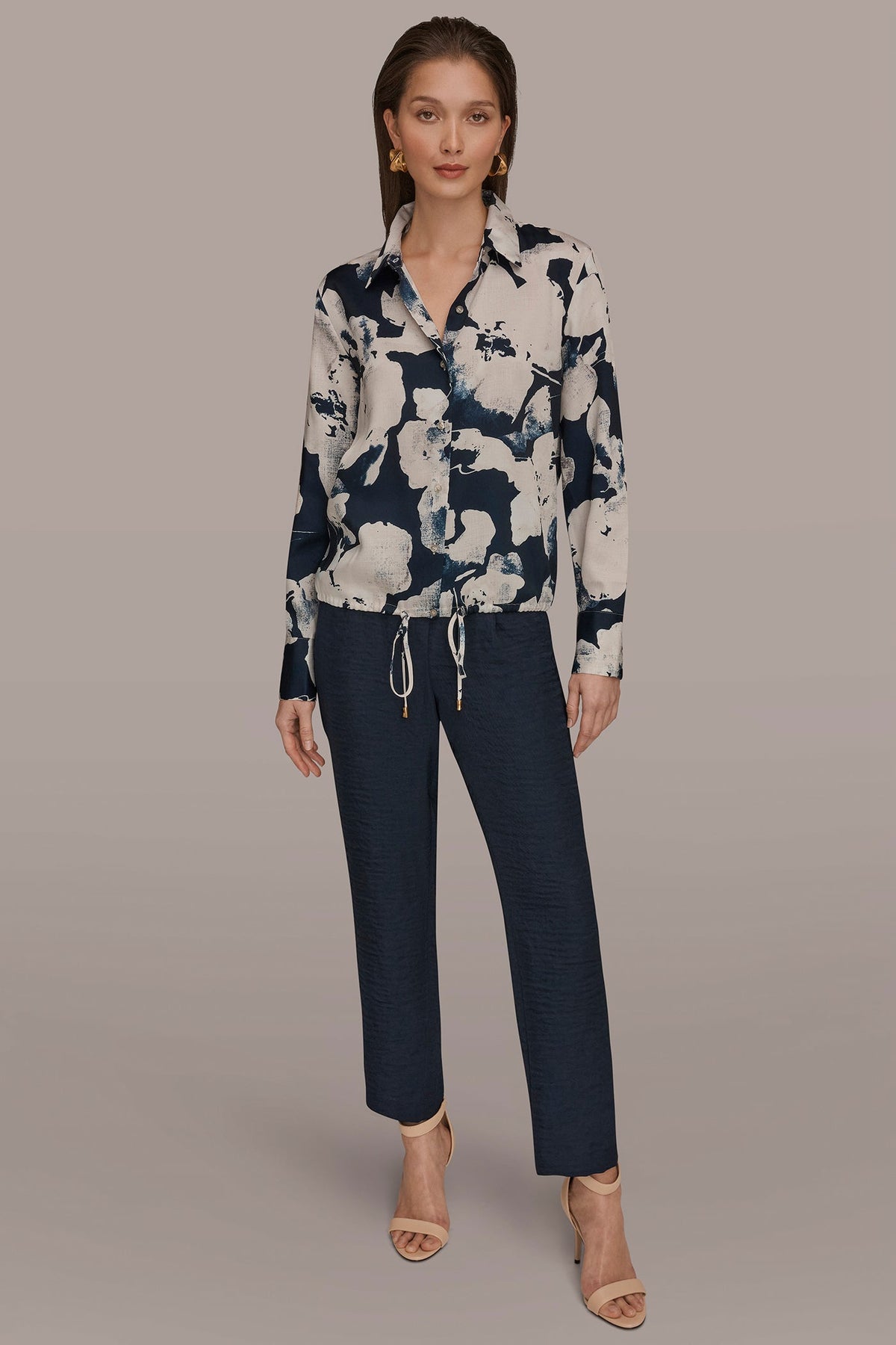 Donna Karan DRAWSTRING HEM BLOUSE