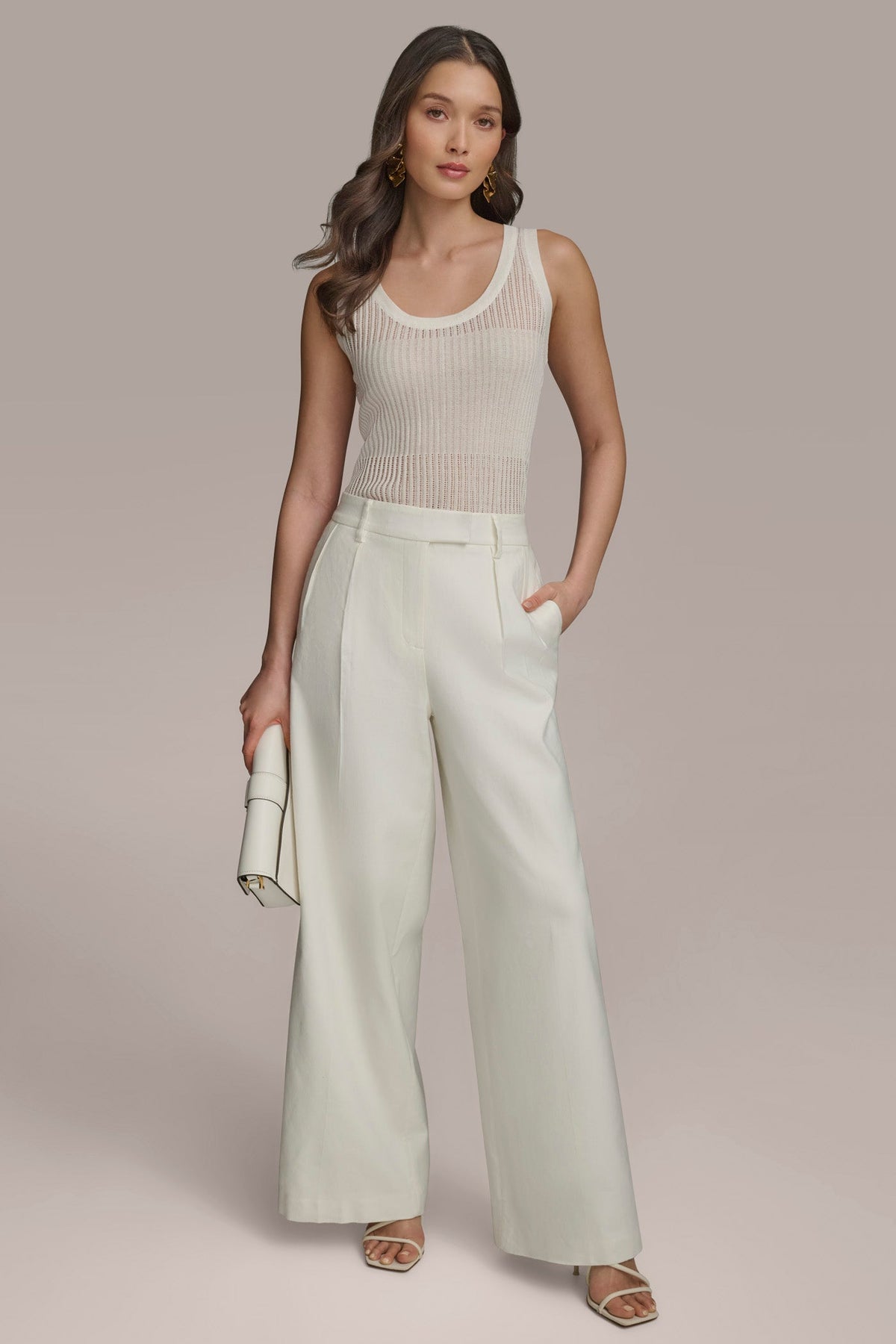 Donna Karan PLEATED WIDE LEG PANT