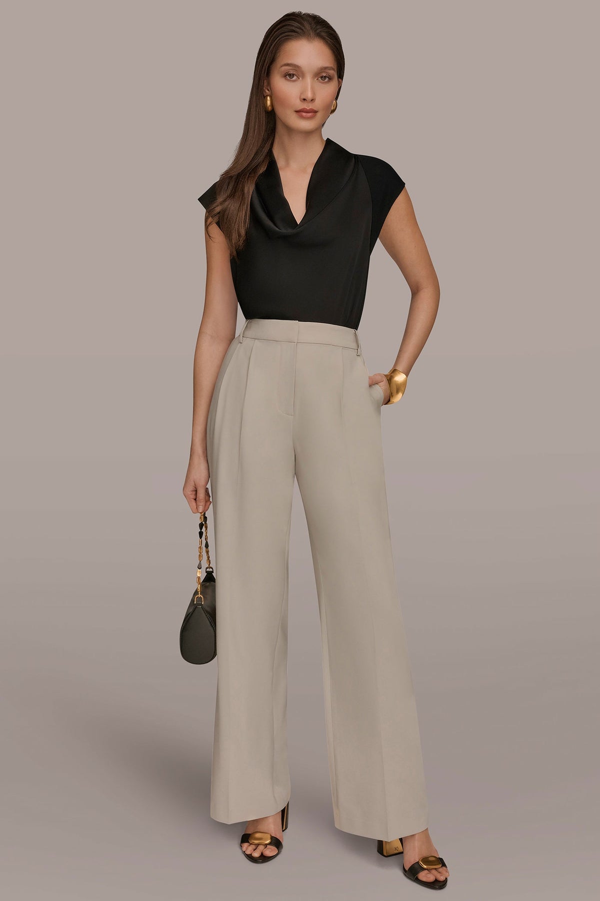 Donna Karan PLEATED WIDE LEG PANT