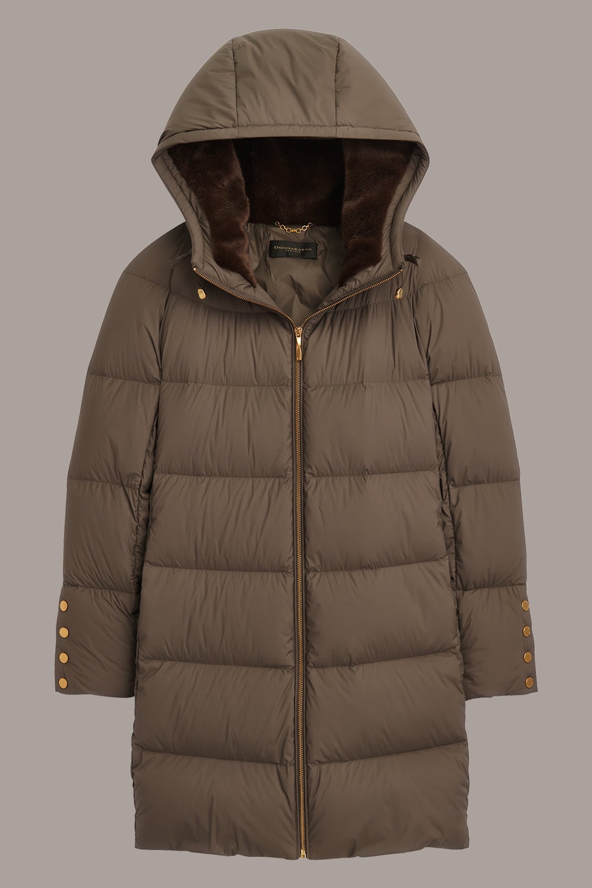 Donna Karan Long Hooded Down Filled Puffer Coat