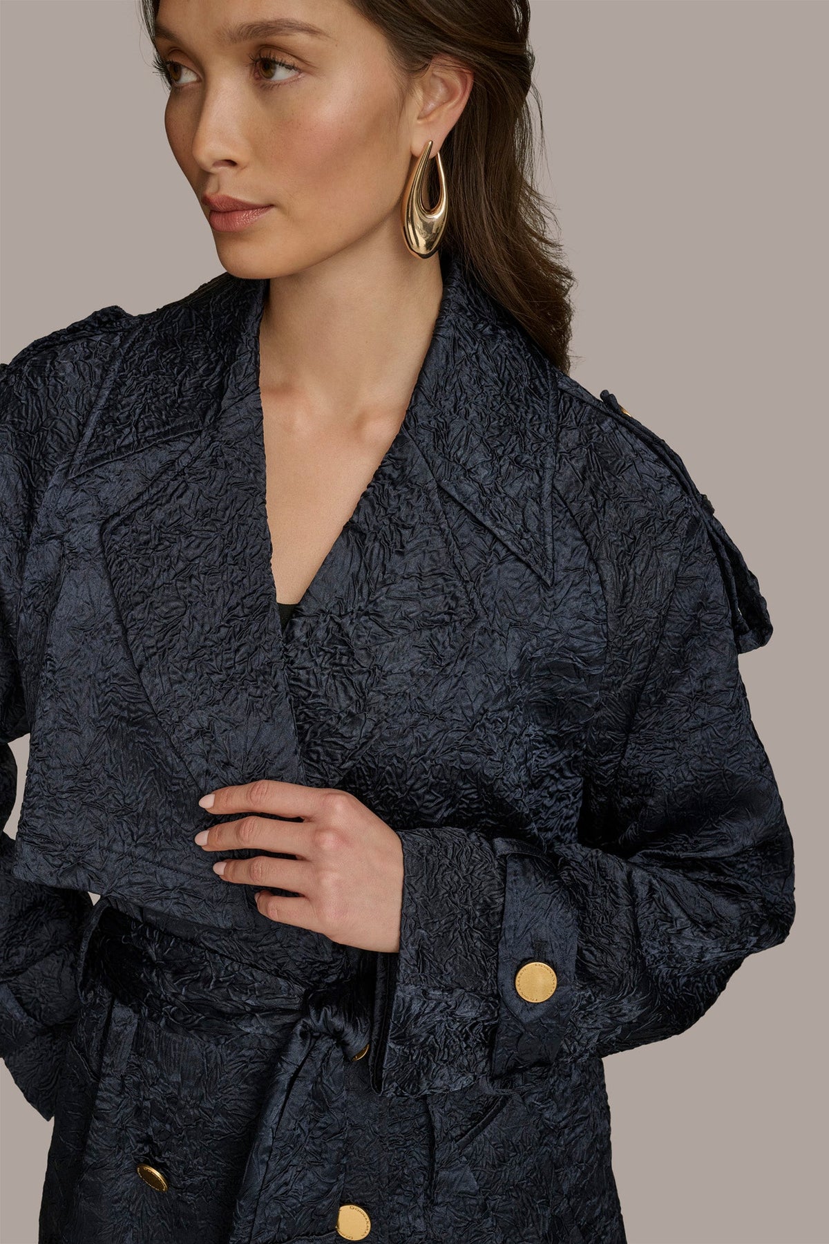 Donna Karan CRUSHED SATIN TRENCH COAT