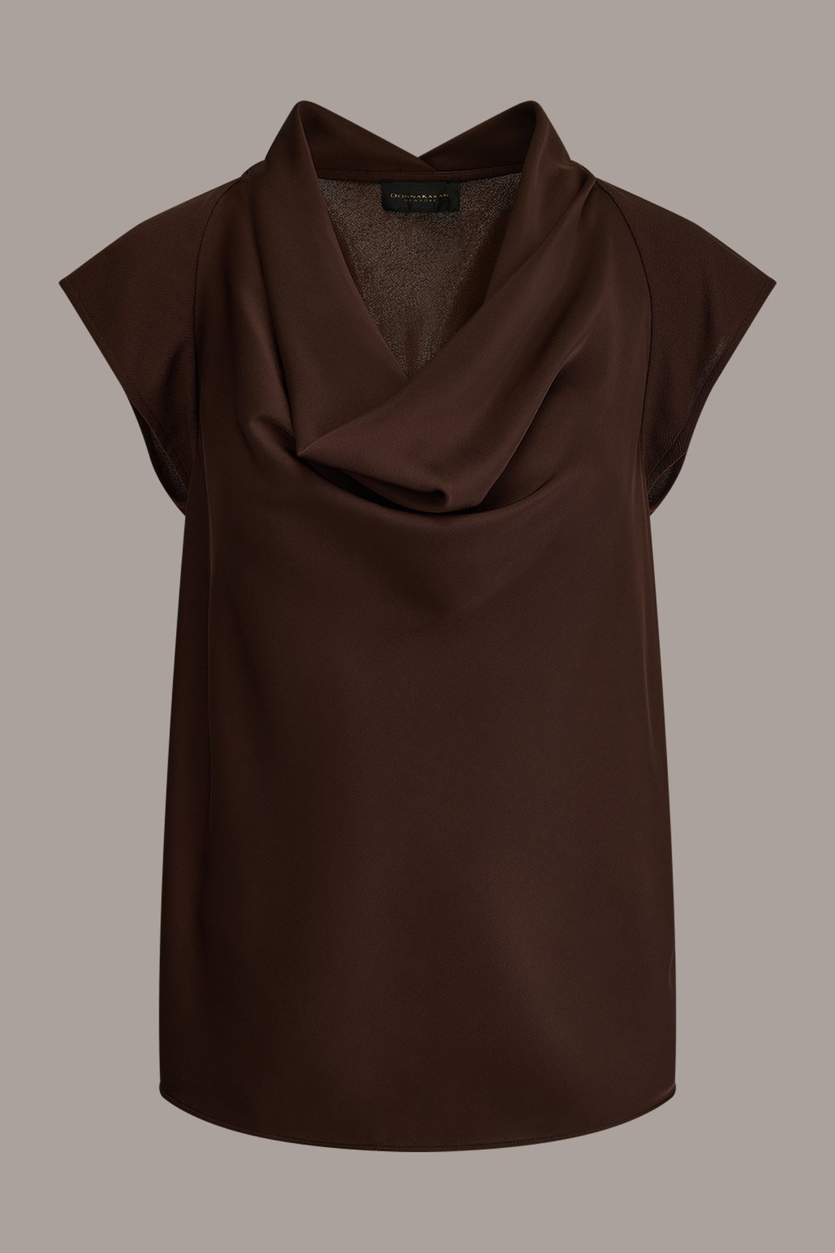 Donna Karan CAP SLEEVE MIXED MEDIA TOP