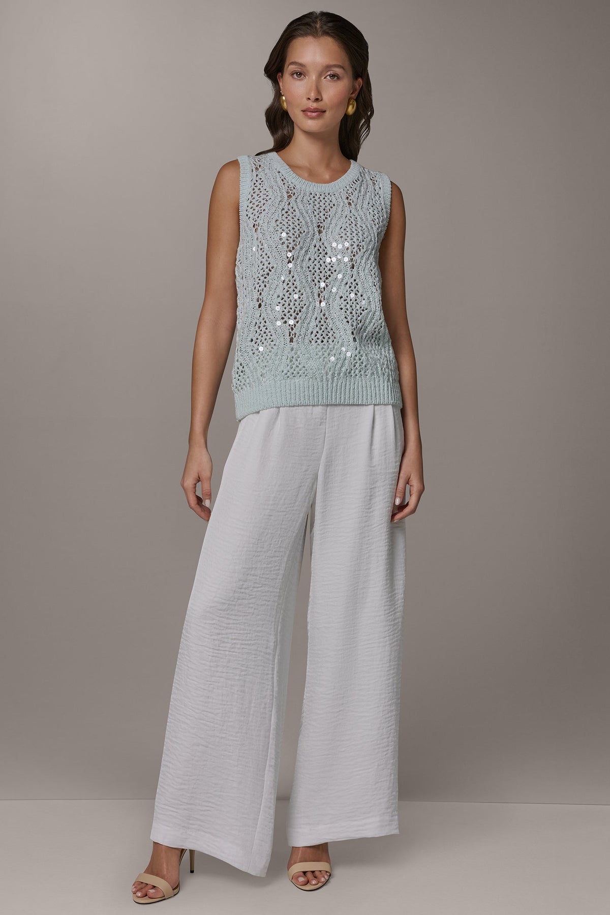 Donna Karan SEQUIN OPEN-STITCH SHELL
