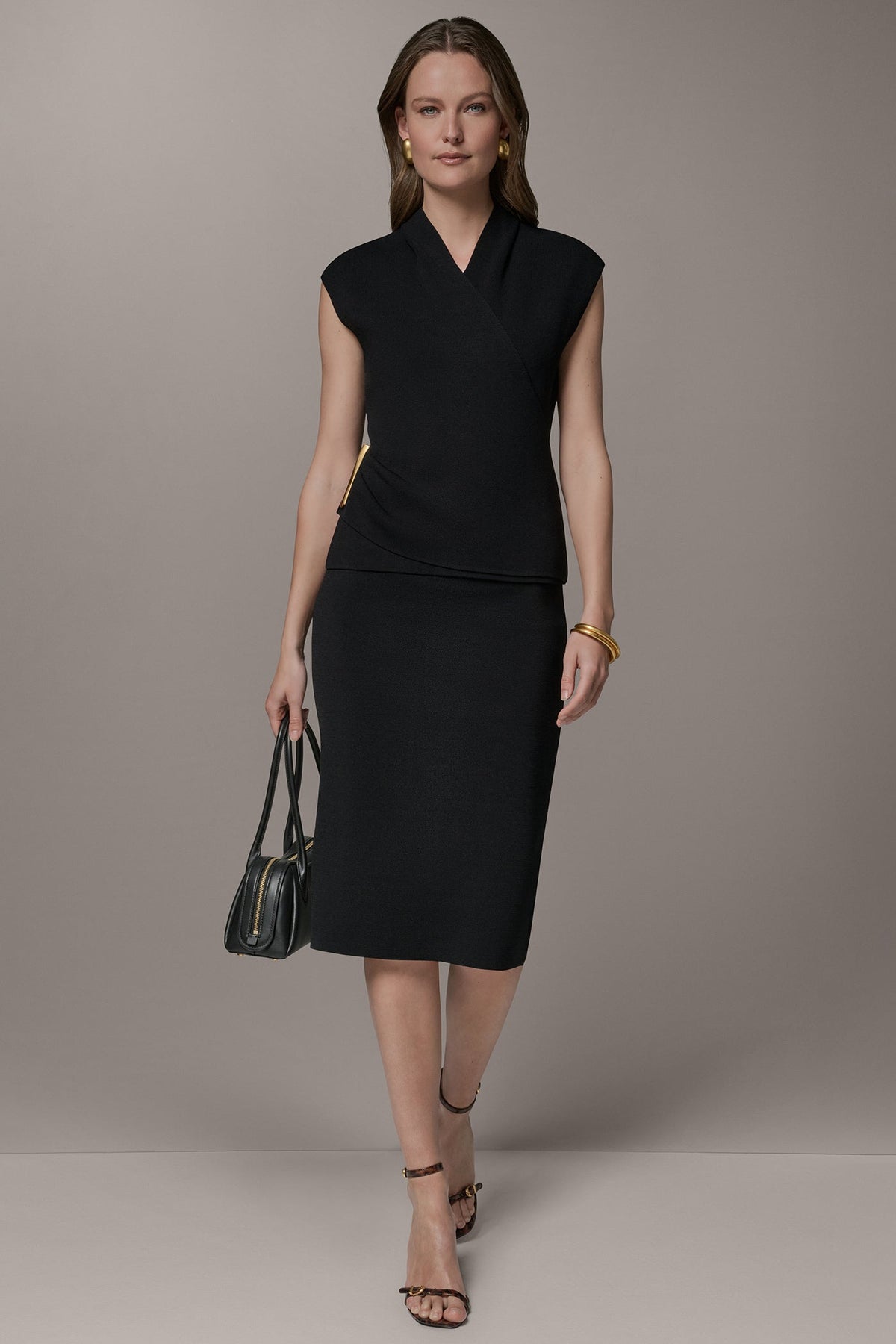Donna Karan V-NECK WRAP-EFFECT TOP