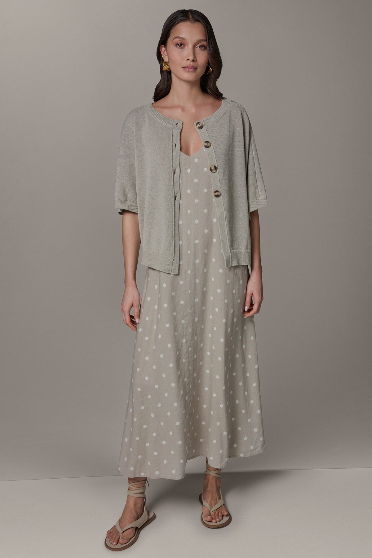 Donna Karan SHORT SLEEVE EASY CARDIGAN