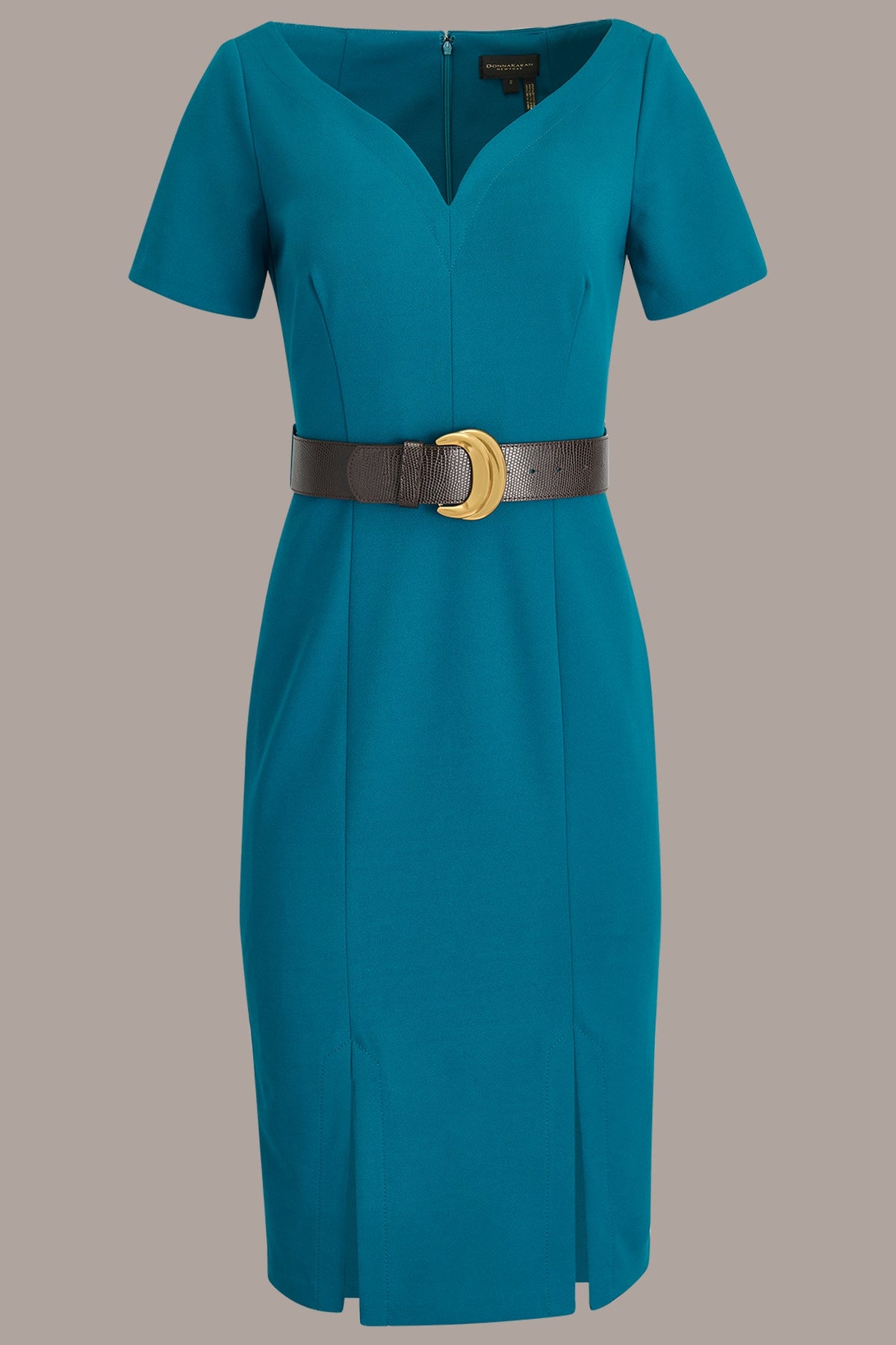 Donna Karan LONG SLEEVE DOUBLE-SPLIT SHEATH DRESS