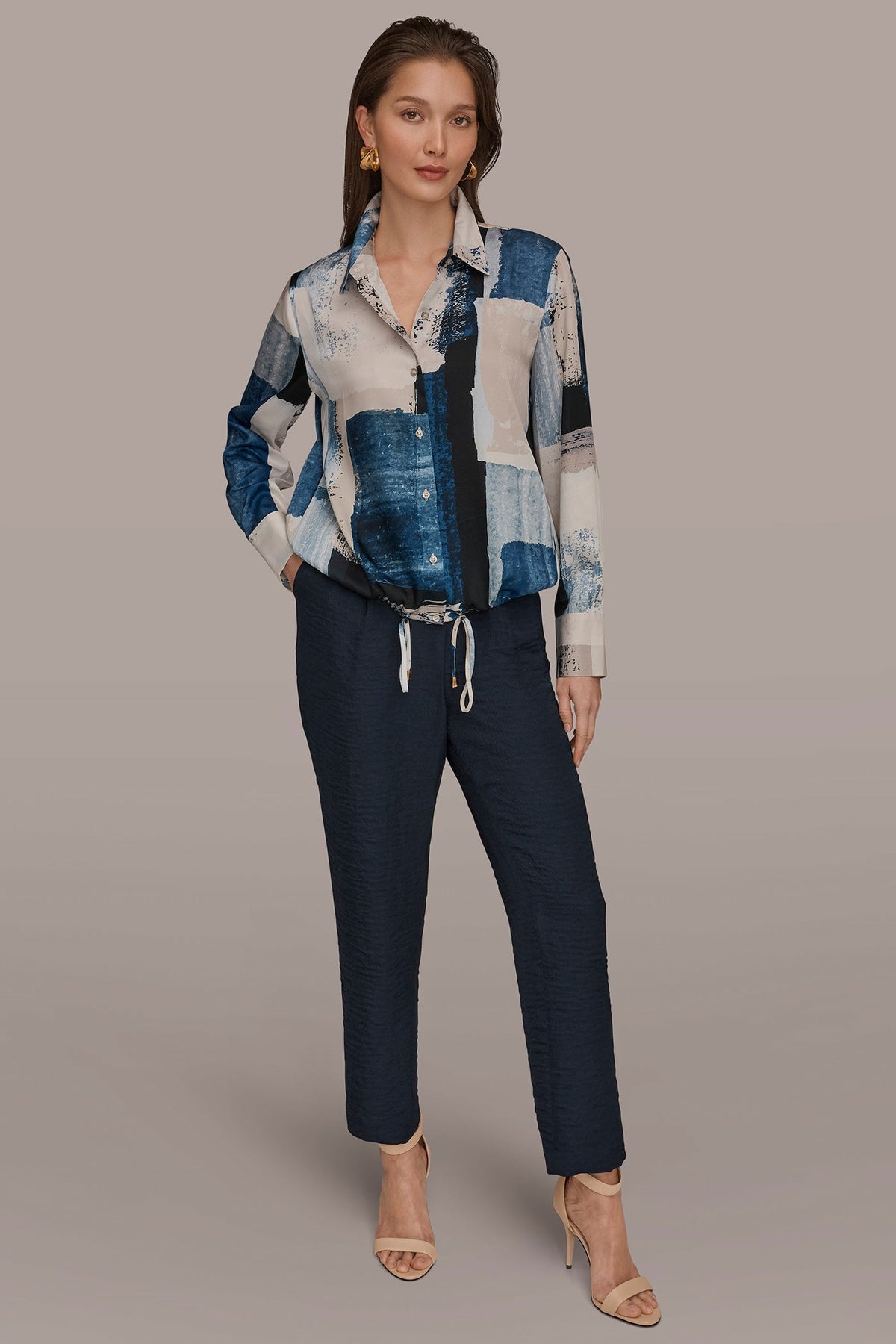 Donna Karan DRAWSTRING HEM BLOUSE