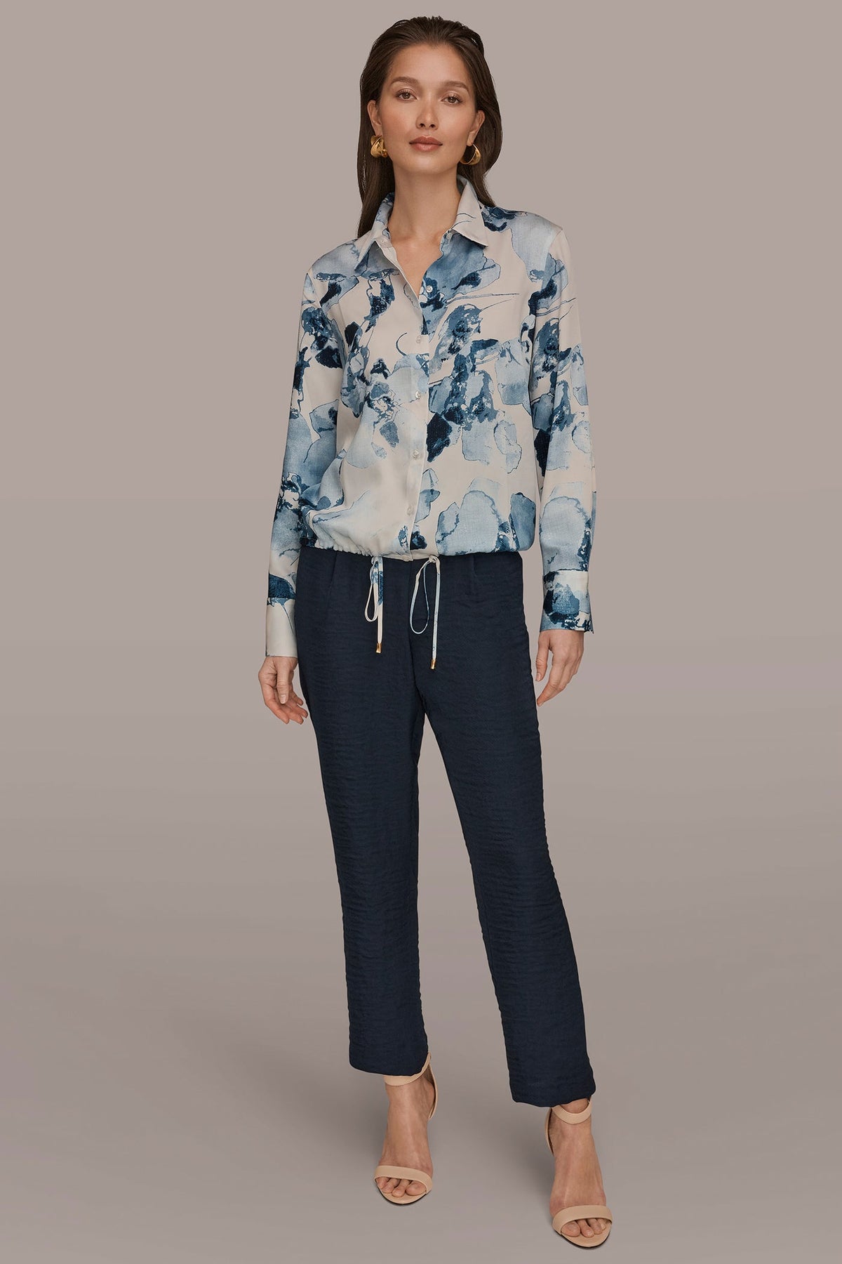 Donna Karan DRAWSTRING HEM BLOUSE