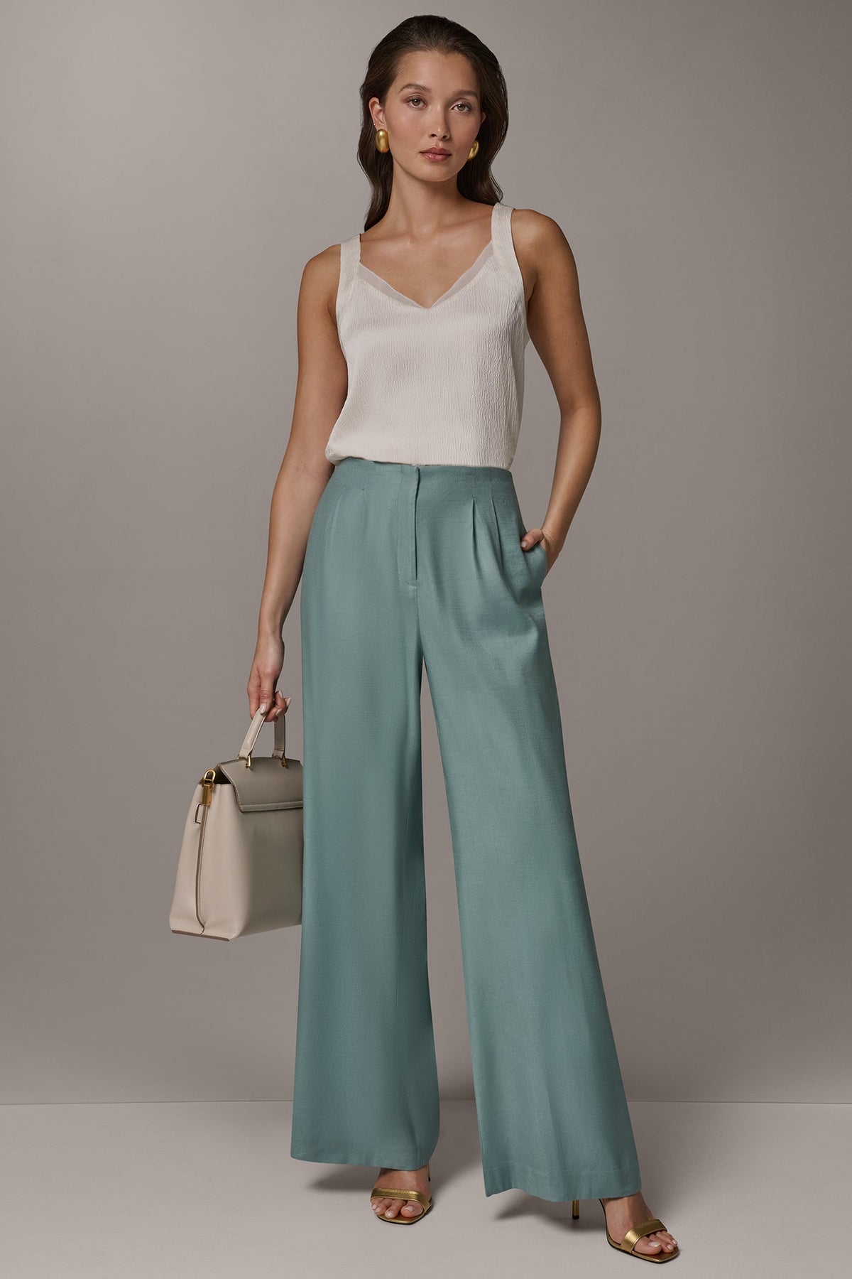 Donna Karan EXTRA HIGH-RISE PLEATED WIDE-LEG PANT