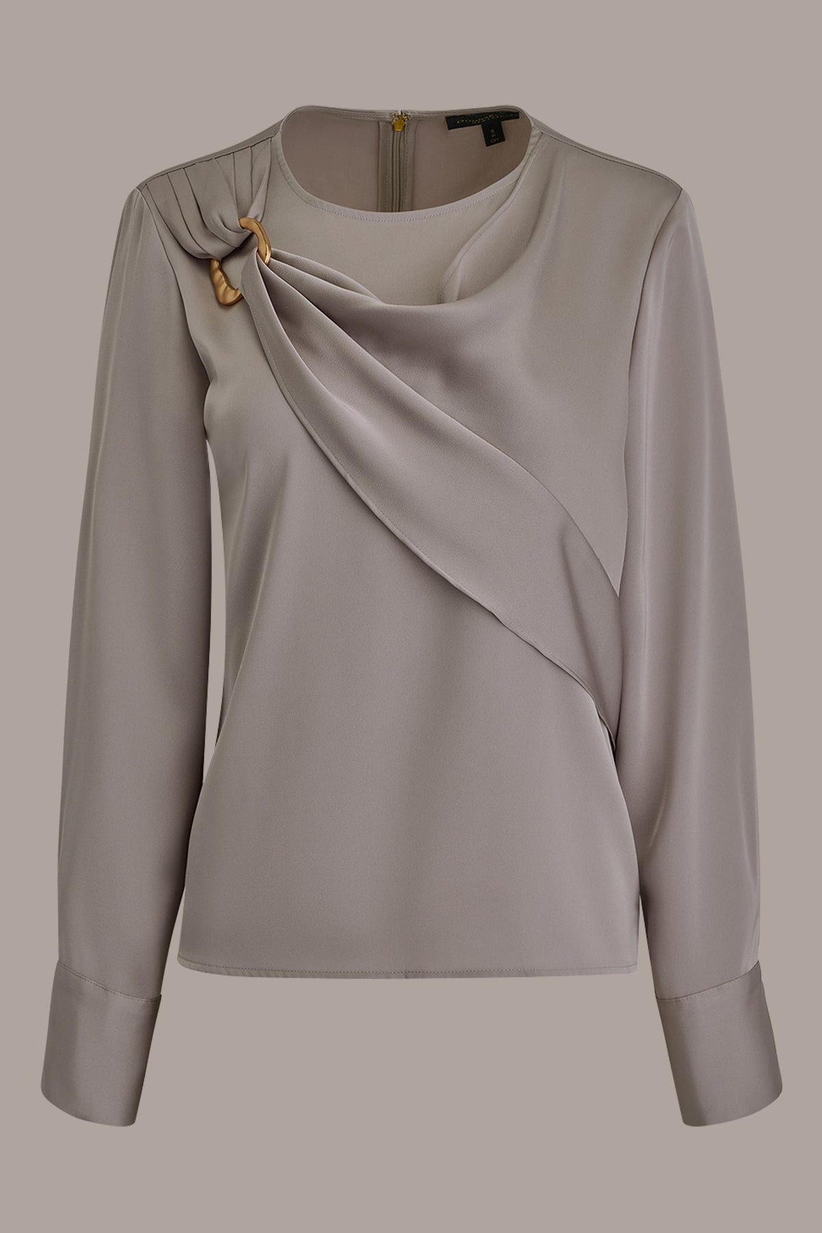 Donna Karan LONG SLEEVE DRAPE BLOUSE