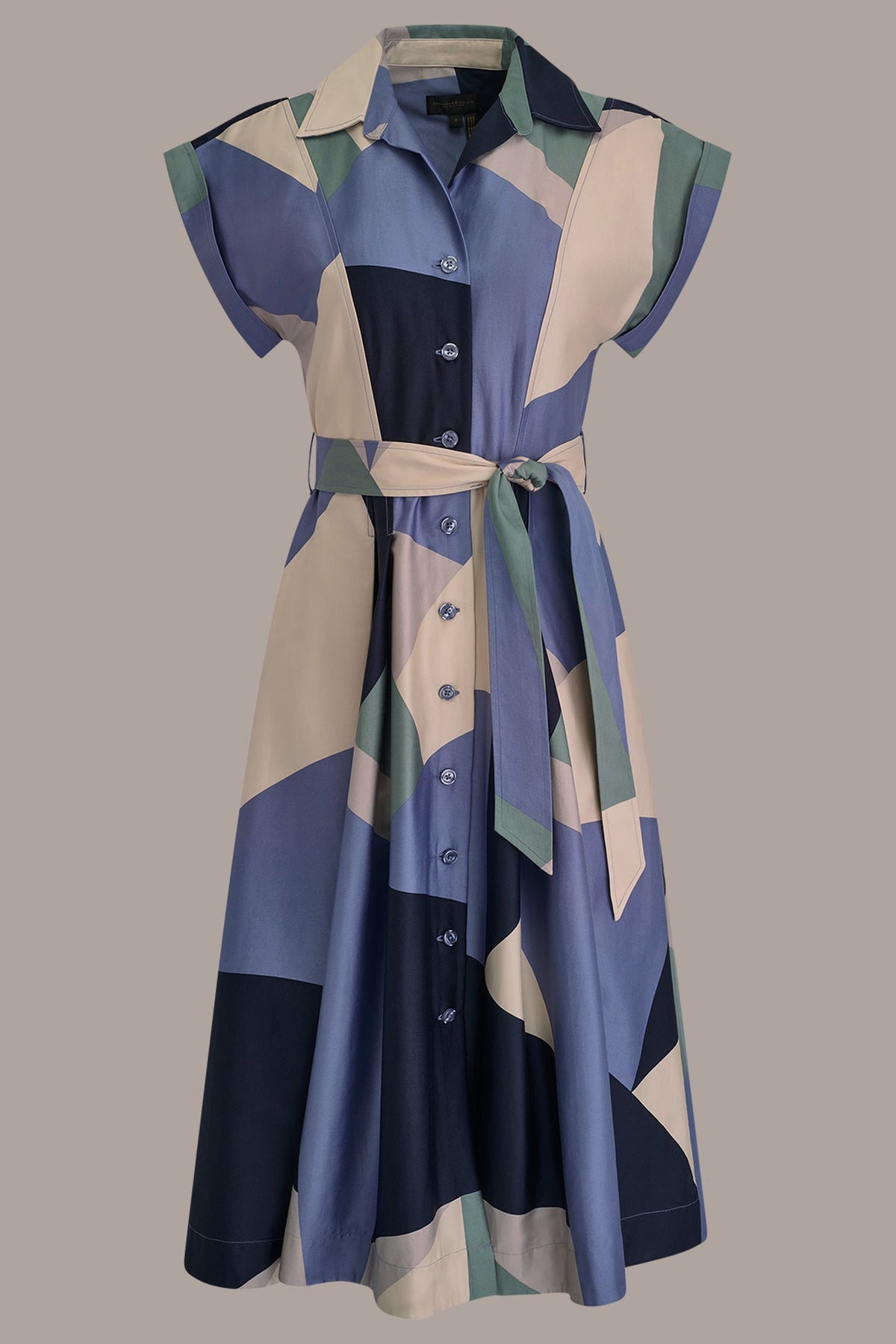 Donna Karan COTTON PRINTED MIDI SHIRT DRESS