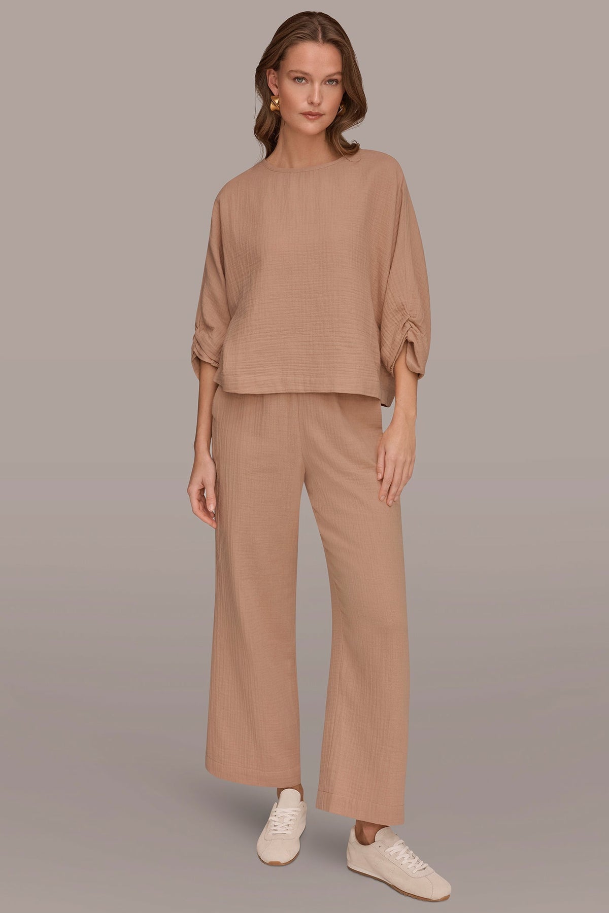 Donna Karan 3/4 SLEEVE TWIST CUFF BLOUSE