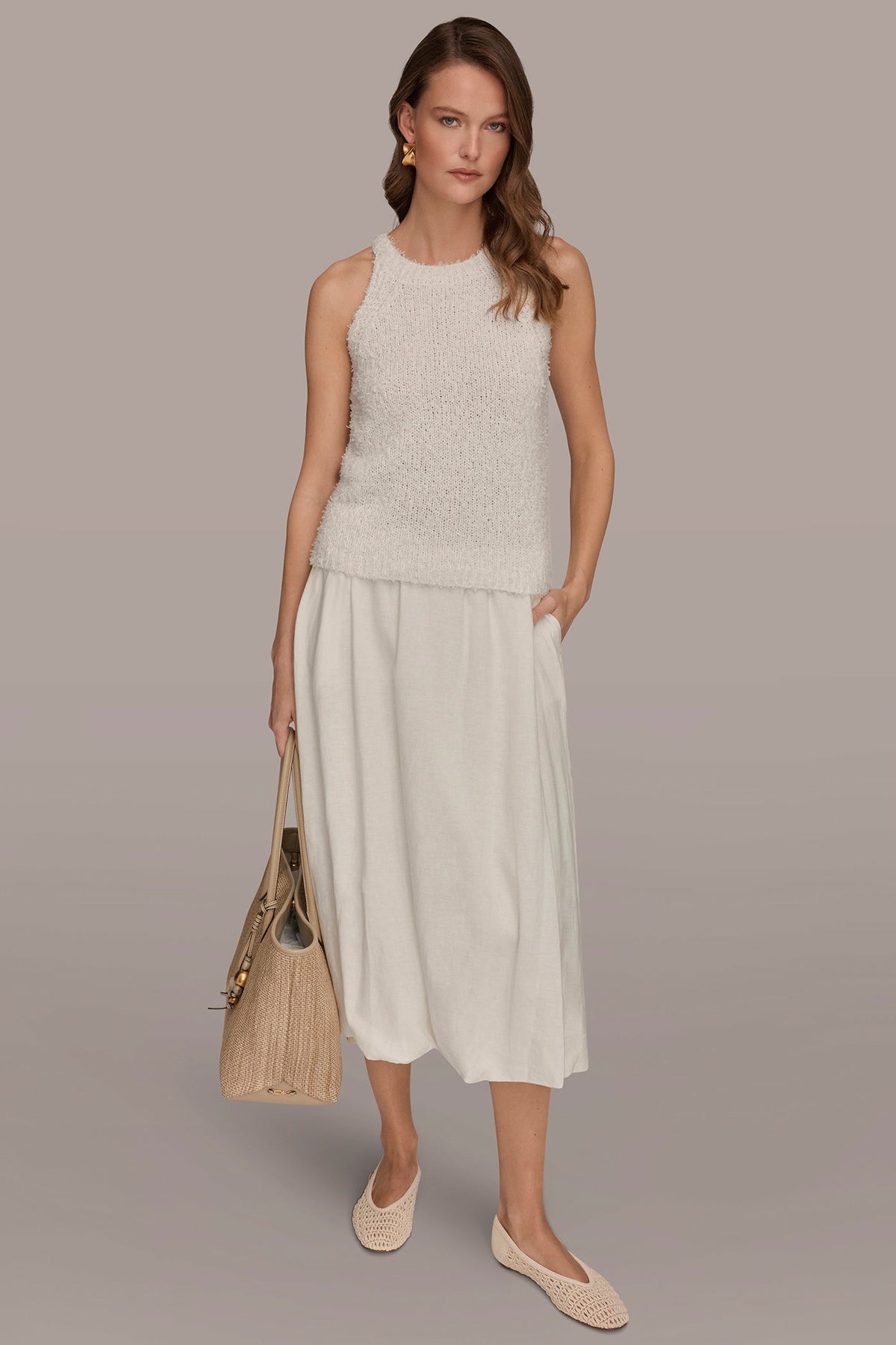 Donna Karan SLEEVELESS HALTER SWEATER TANK