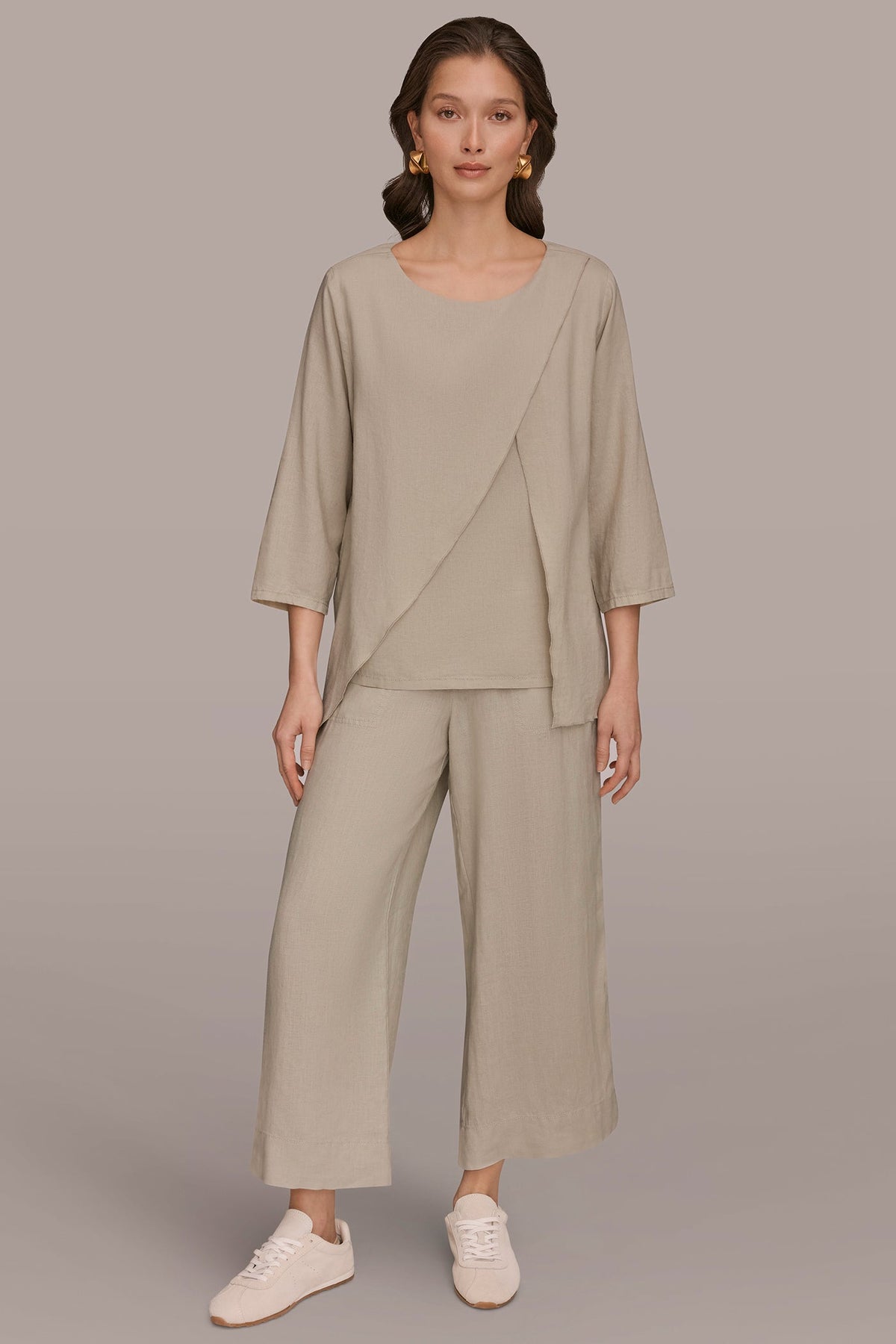 Donna Karan 3/4 SLEEVE OVERLAY BLOUSE
