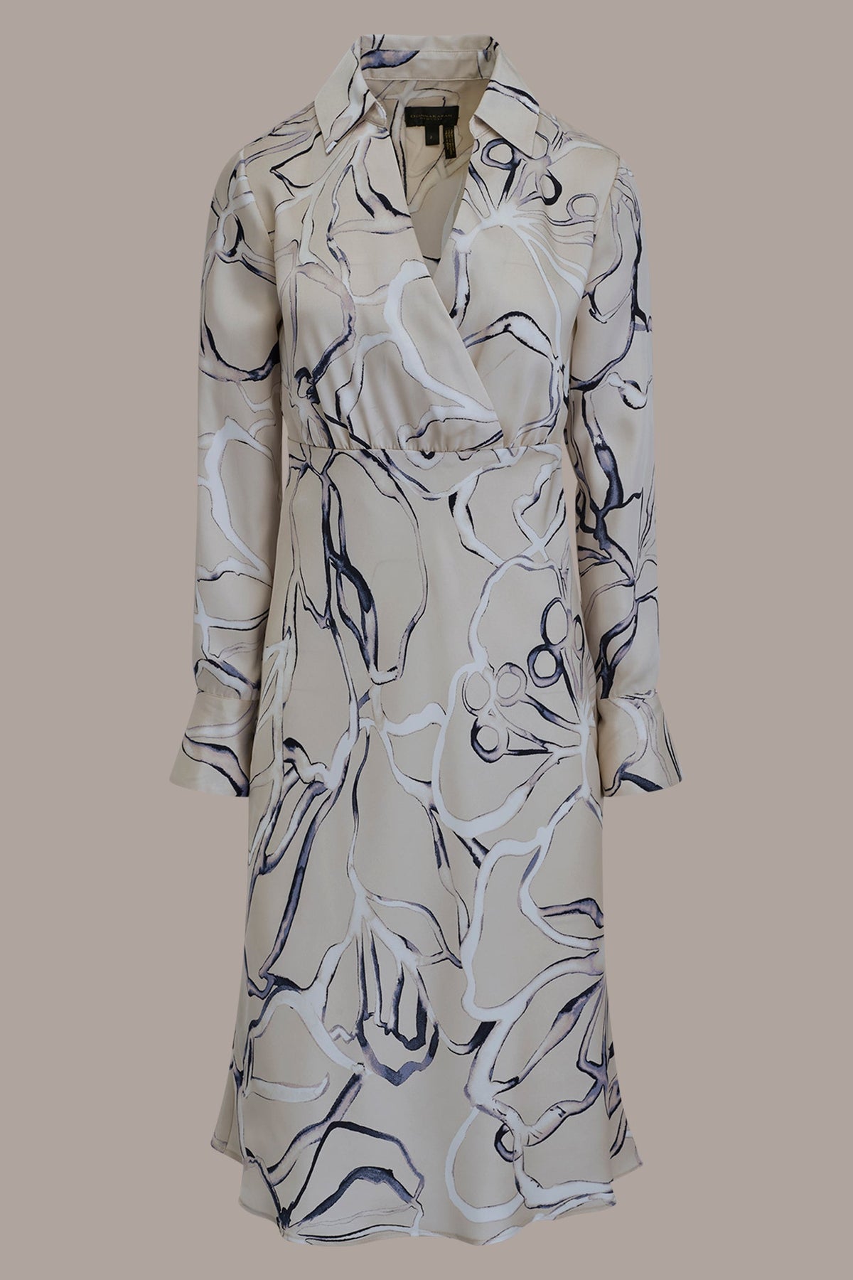 Donna Karan COTTON PRINTED MIDI SHIRT DRESS