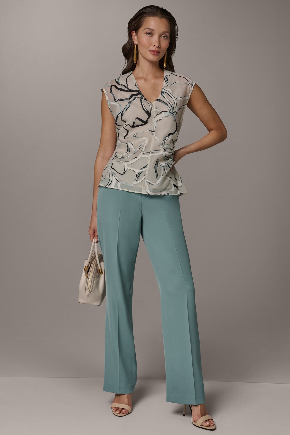 Donna Karan FLORAL BURNOUT TOP