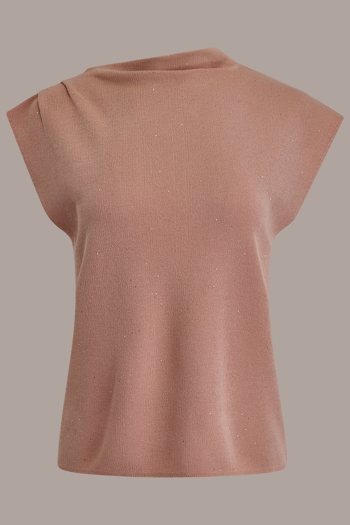 Donna Karan SEQUIN ASYMMETRIC FUNNEL NECK SWEATER