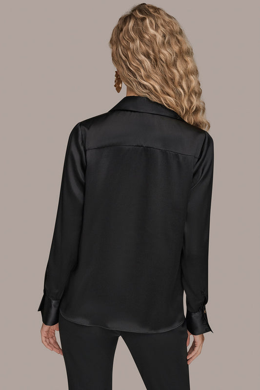Donna Karan STRETCH SILK-SATIN SHIRT