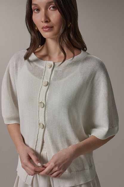 Donna Karan SHORT SLEEVE EASY CARDIGAN