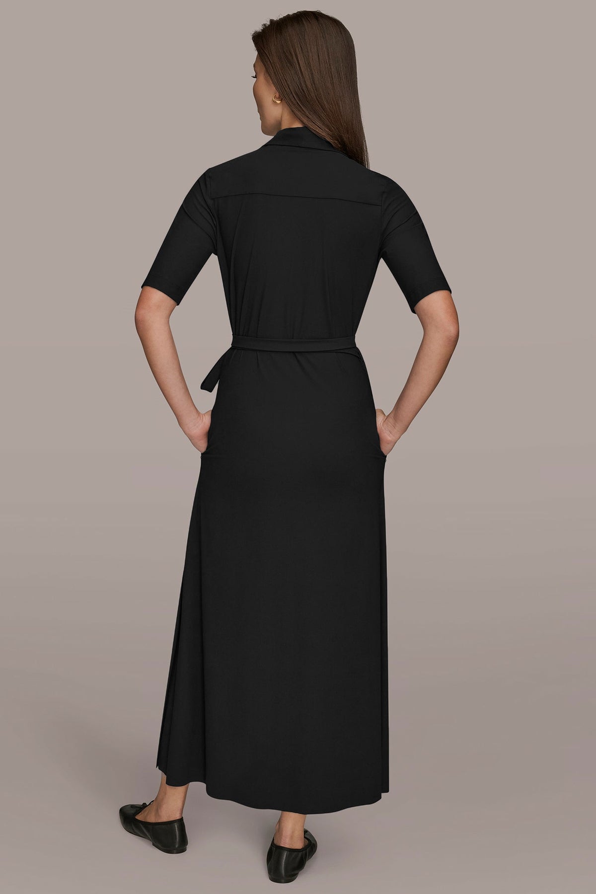 Donna Karan THE MODERN TRAVEL ELBOW-SLEEVE MIDI WRAP DRESS