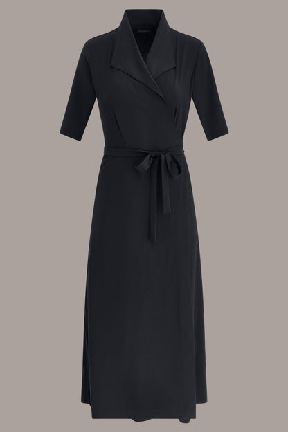 Donna Karan THE MODERN TRAVEL ELBOW-SLEEVE MIDI WRAP DRESS