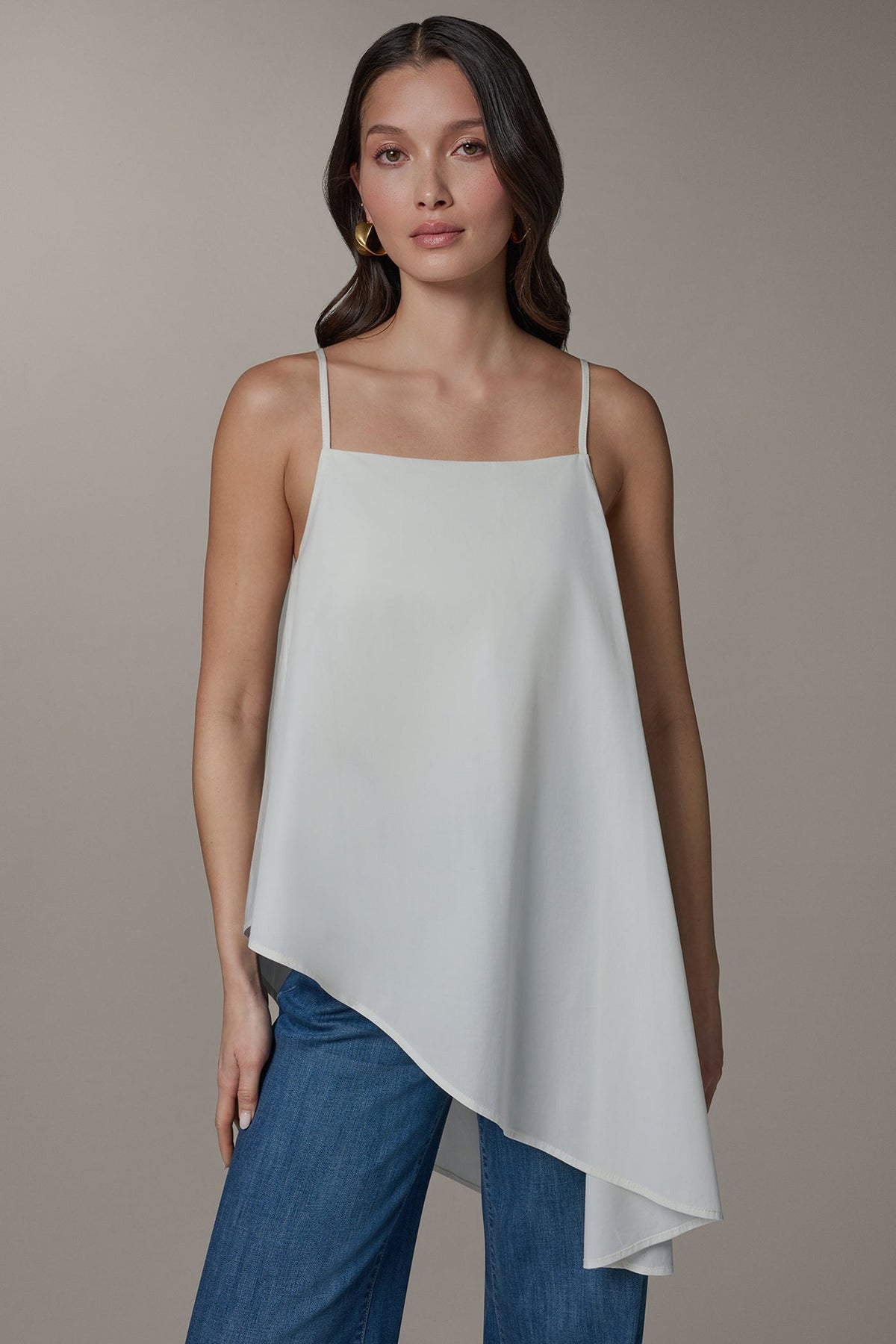 Donna Karan SLEEVELESS ASYMMETRIC TIE BACK BLOUSE