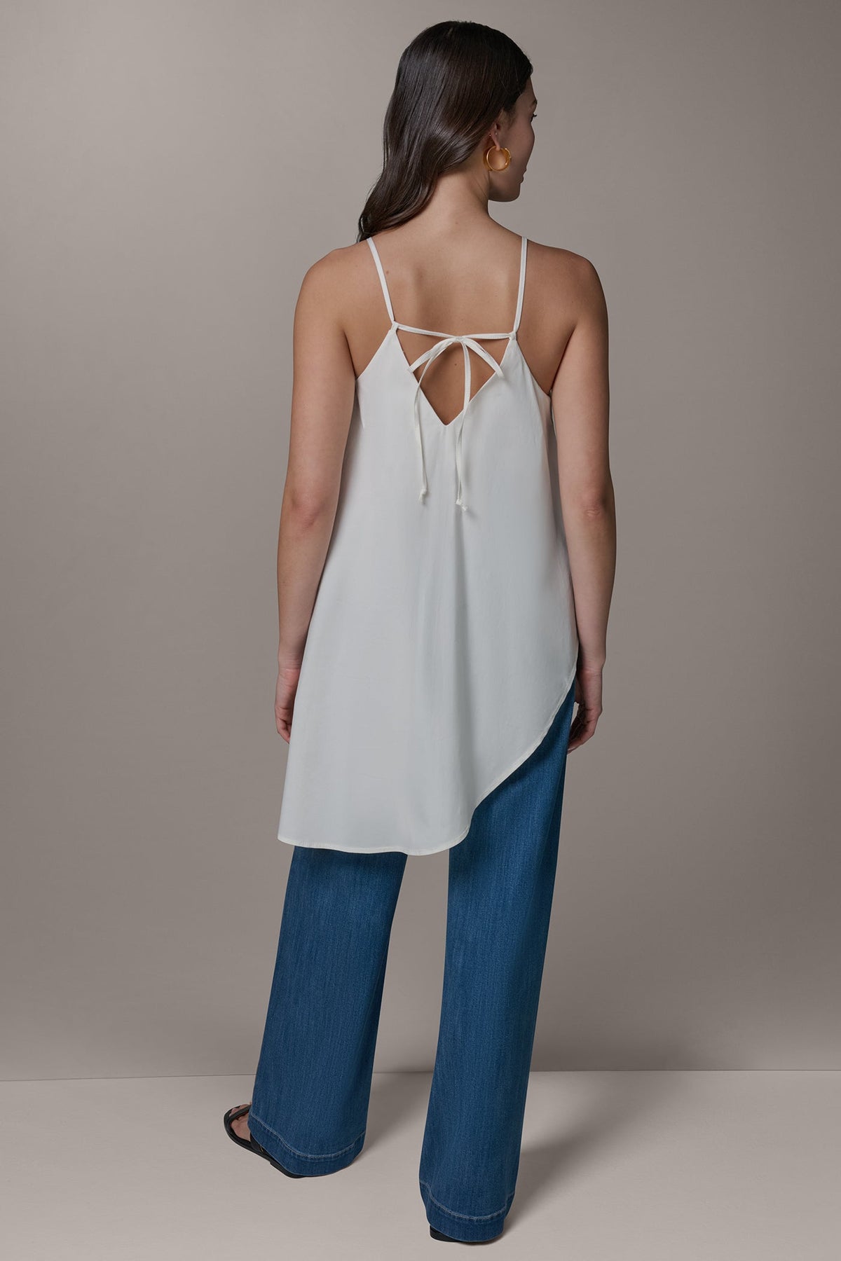 Donna Karan SLEEVELESS ASYMMETRIC TIE BACK BLOUSE