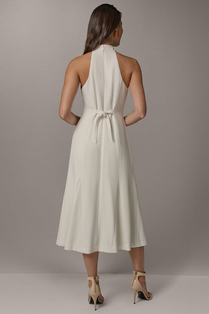 Donna Karan SLEEVELESS CROSS-FRONT MIDI HALTER DRESS