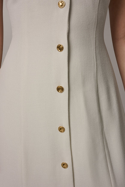 Donna Karan SLEEVELESS CROSS-FRONT MIDI HALTER DRESS