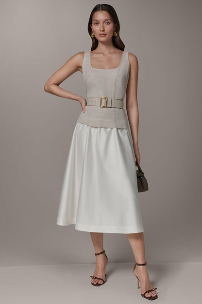 Donna Karan SLEEVELESS MIDI FIT AND FLARE DRESS