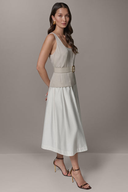 Donna Karan SLEEVELESS MIDI FIT AND FLARE DRESS